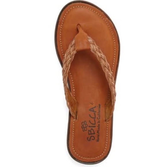 Anthropologie Shoes - ANTHROPOLOGIE Sandal SBICCA Leather Thong Hand Made Tan Brown Flip Flop Size 7.5